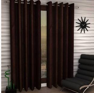 Styletex 270 cm (9 ft) Polyester Semi Transparent Long Door Curtain (Pack Of 2)