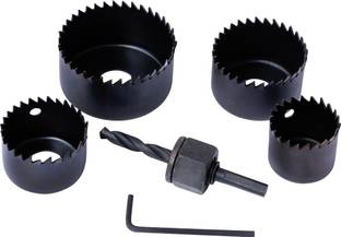 tool trust Good Quality Hole Saw Kit Cutter Set of 6 Pcs 1-1/4" to 2-1/8" can be used in drill machine Hole saw cutter set of 6 Pcs.4 hole Saws 1 Arbor 1 Hex Wrench Wood Cutter