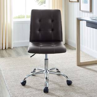 Finch Fox Ripple Ribbed Armless Low Back Swivel Adjustable Computer Desk Office Chair In (Brown) Leatherette Office Executive Chair