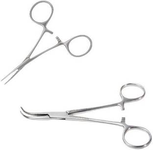 Agarwals ™ Mosquito Artery Forcep 5" Straight And Curved (Set Of 2) Utility Forceps