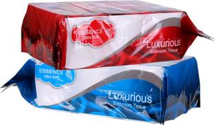 ESSENCE 6 in 1 Red-Blue Ultra Soft luxurious Bathroom Tissue Pack of 2 Toilet Paper Roll