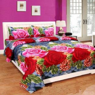 SPRINGDASSY Microfiber Double Flat 135 TC 3D Printed Bedsheet