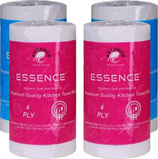 ESSENCE 4 Ply Premium Quality Kitchen Towel Roll 220 GMS Blue-Pink Pack of 4
