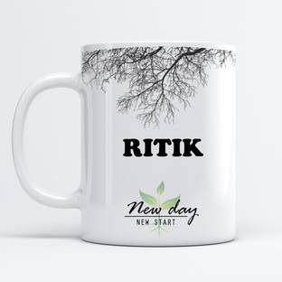 Beautum Ritik Printed New Day New Start White Name Model No:NDNS017618 Ceramic Coffee Mug
