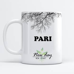 Beautum Pari Printed New Day New Start White Name Model No:NDNS015441 Ceramic Coffee Mug