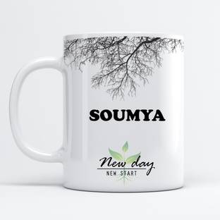 Beautum Soumya Printed New Day New Start White Name Model No:NDNS020875 Ceramic Coffee Mug