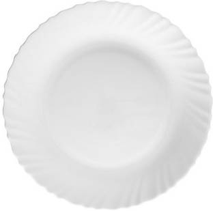 LAOPALA DIVA Diva Opalware Plain Glass Classique Collection Full Plate Set, 10-inch, 6 Pieces, White Dinner Plate