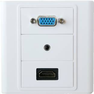 BOXNUBE Multimedia Modular Wall Face Plate with HDMI + VGA + AUX Panel Sockets - White Media Streaming Device