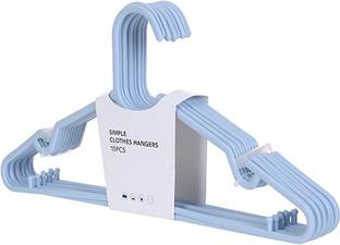 MINISO Simple Clothes Hanger 10-Pack, Dual Use for Hanging Wet and Dry Cloths Strong and Durable PP Material Multiple Colors, Blue Plastic Shirt Pack of 10 Hangers For Shirt