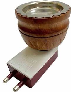 iWin Classy Electric Wooden Kapoor dani cum Aroma Oil Diffuser For Fragrance And Ambience|Direct Plug-In Incense Burner/Kapoor Dani (Brown) Plastic, Wooden, Steel Incense Holder