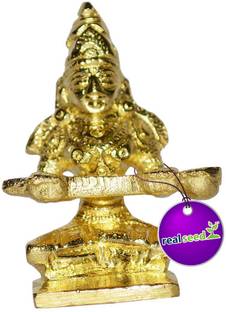 Real Seed Goddess Annapurna Devi (Goddess of Food) with Fine Carving Made in Brass Metal Decorative Showpiece  -  4.4 cm
