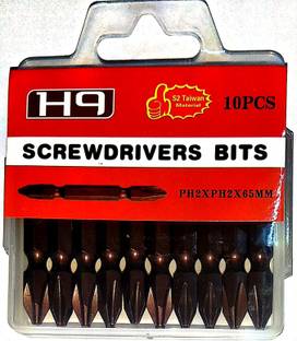 h9 1/4 Hex Double Ended Magnetic Screwdriver Bit Ph2 Bits in Bronze Finish S2 Taiwan For Industrial & Home Use in Screw driver Power Tools (Pack Of 10 Pcs) (Size Ph2 - Ph2 X 65 Mm) Impact Screwdriver
