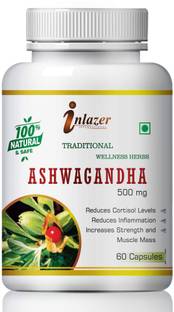 inlazer Ashwagandha Organic Pills Improves Muscle Strength & Anxiety & Stress Relief
