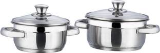 VINOD Stainless Steel Bremen Saucepot with Glass Lid - 2 Pcs Induction Bottom Cookware Set
