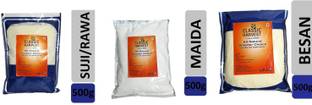 Classic Harvest VALUE PACK SUJI ( 500g ) ,MAIDA ( 500g ) ,BESAN ( 500g ) COMBO