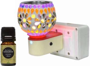 f स्टायलर Electric Glossy Ceramic 2-IN-1 Aroma Oil Diffuser/Kapoor Dani/ Camphor Burner Cum Hand-Crafted Night Lamp & Incense Burner for Home, Office, Temple, Positive Energy and Ambiance with Sandalwood Aroma Oil -10ml स्टील, प्लास्टिक, बोरोसिलीकेट काँच, सिरेमिक धूप होल्डर सेट