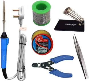 FADMAN Beginner Basic Soldering Iron Kit Pack-6 | Solder Wire | Stand | Wire Cutter | Soldering Fux | Tweezer | Soldering iron 25 W Simple