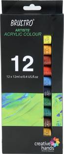 BRuSTRO Artists Acrylic Colour Set of 12 x 12ml Tubes