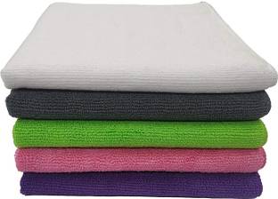 SOFTSPUN Microfiber Cloth - 5 pcs - 40x40 cms - 340 GSM Multicolor Dry Microfiber Cleaning Cloth