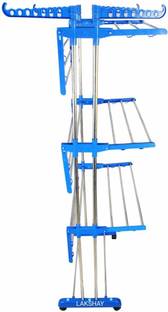 PGK TRADERS Steel Floor Cloth Dryer Stand Stainless Steel Heavy Duty 3 Layer Clothes Drying Rack Stand with Hanger Stainless Steel Floor Cloth Dryer Stand (Multicolor)
