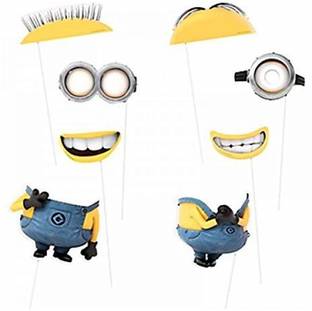 PMW Minion Theme Photo Props for Party - Birthday Special - 8 Pieces Photo Booth Board