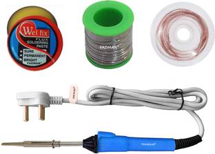 FADMAN 4 IN 1 Soldering Iron Kit (Set of 4) |Solder Wire|Soldering Paste Flux|Desoldering Wick|Grey+Blue Soldering iron 25 W Simple