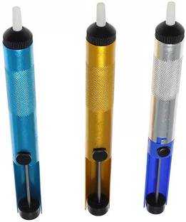 tool trust GOOD QUALITY 3 Pcs Aluminium Solder Sucker Desoldering Pump Tool Suction Tin Pen Removal Device Blue Vacuum Soldering Iron Desolder pack of 3 0 W Simple