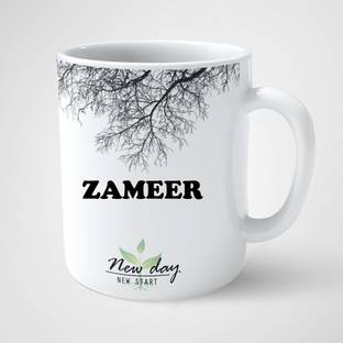Beautum Zameer Printed New Day New Start White Name Model No:NDNS023719 Ceramic Coffee Mug