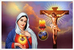 Lord Jesus Christ and Mother Mary Christian Religious Paper Poster Paper Print