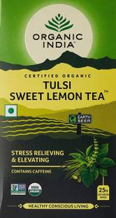 ORGANIC INDIA Sweet Lemon  Tulsi, Lemon Green Tea Bags Box
