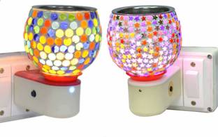 iWin Electric Glossy Ceramic 2IN1 Aroma Oil Diffuser/Kapoor Dani/ Camphor Burner with Switch (in-Built On/Off Button for Heating) Hand-Crafted Night Lamp & Incense Burner for Home, Office, Temple, Positive Energy and Ambiance (Combo of 2) Plastic, Steel, Ceramic, Borosilicate Glass Incense Holder