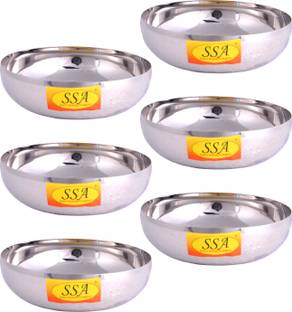 Shivshakti Arts Stainless Steel Dessert Bowl Stainless Steel Pudding Plate, Bowl (6 piece, 150 Ml Each, Silver)