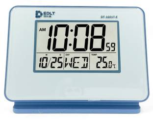 JAMBOREE Digital LED Digital Alarm Table Clock With Night Light Thermometer Calendar Alarm Clock Desk Display Smart Light-sensitive Clocks, Blue Clock