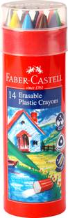FABER-CASTELL 14 Erasable Crayon Tin With Gold & Silver