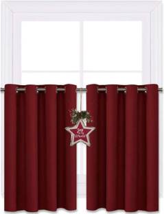 COMFY HOME 60.96 cm (2 ft) Silk Semi Transparent Window Curtain (Pack Of 2)