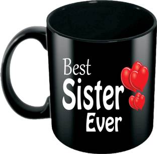 ADITI Designs Best Sister Ever Gift For Sisteron Solid Black Ceramic Coffee Mug