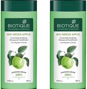 BIOTIQUE green apple shampoo pack of 2 ( 180 ML*2)
