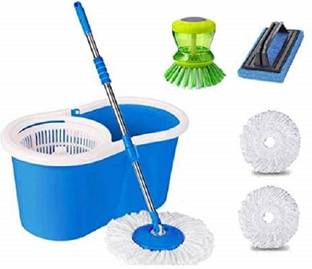 JSN Easy Magic Floor Mop 360 Degree Bucket mopper floor cleaner with bucket 2 Microf Mop Set