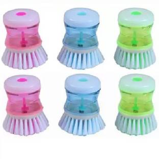 SP Liqiud Dispenser Brush for kitchen/washbasin/ sink Plastic Wet and Dry Brush pack of 6 Plastic Wet and Dry Brush (Multicolor, 6 Units)round shape Plastic Wet and Dry Brush
