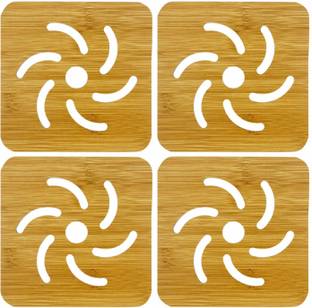 HOKiPO Square Bamboo Coaster Set