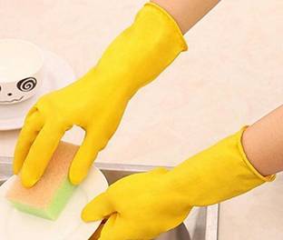Seebuy Reusable Rubber Hand Gloves for Cleaning Gloves Gardening Shoulder Glove