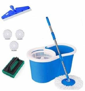 JSN Easy Magic Spin Floor Mop 360 Degree Bucket mopper floor cleaner with bucket 3 M Mop Set