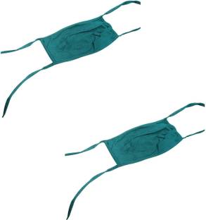 Agarwals Cotton Re Usable Face Mask Tie Type Green(Pack Of 2) Cloth Mask