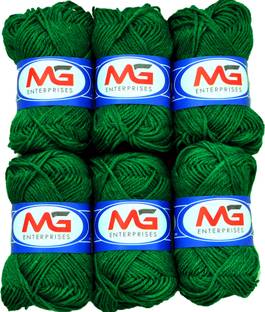 M.G Enterprise Wool Leaf Green (6 pc) M.G Wool Ball Hand Knitting Wool/Art Craft Fingering Crochet Hook Yarn, Needle Knitting Yarn Thread Dyed