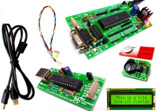 MY TechnoCare DS1307 RTC Real Time Clock Module + 8051/ 8052 Microcontroller Development Board with AT89S52 & MAX232 IC + USBasp ISP Programmer for 8051, AVR IC + LCD 16x2 Display Electronic Components Electronic Hobby Kit
