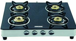 SUNSHINE ss 4 burner Glass, Stainless Steel Manual Gas Stove