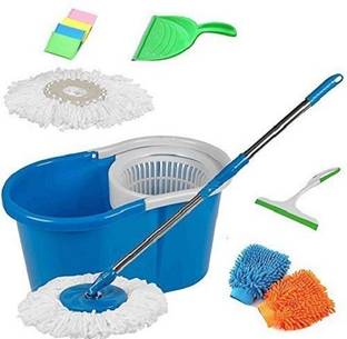 JSN 360? Spin Easy Clean Floor Mop Bucket with 2 Microfiber Heads Spinning Mop Get S Mop Set