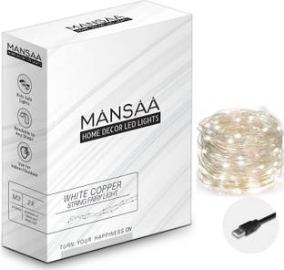 MANSAA 30 LEDs 3.05 m White Steady String Rice Lights