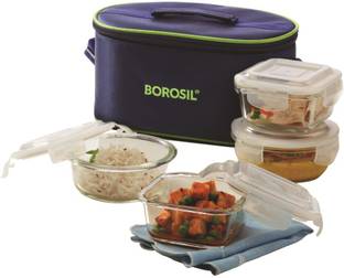 BOROSIL Microwavable Borosilicate Glass 4 Containers Glass Office Lunch Box