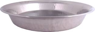 Shivshakti Arts Stainless Steel Hammered Parat Plate, Platter, Large, (LxBxH=7cm x 43cm x 7cm , Silver) Paraat